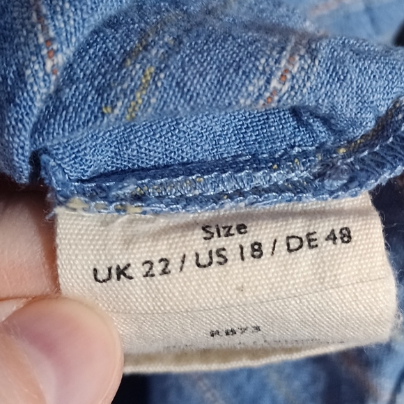 Poetry Women’s Linen Cotton Button Shirt Blouse Striped Blue Plus Size 18 - Picture 4 of 7